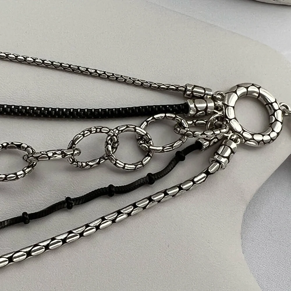 𝅺Brighton Pebble Cascade Layered Multi Strand Silver Necklace